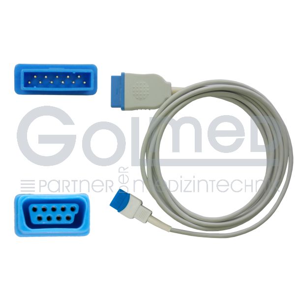 SpO2-Adapterkabel, zu GE Datex blau/flach auf GE TruSignal, 220 cm