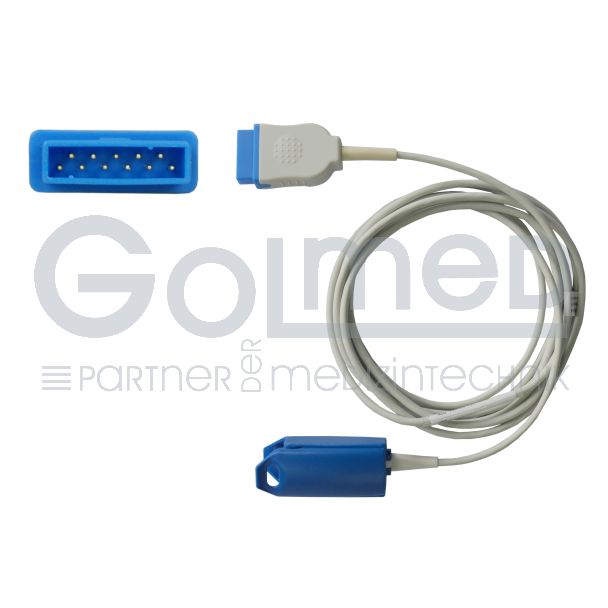 SpO2-Fingerclip-Sensor für Erw., zu GE Datex blau/flach 11pin, 300 cm