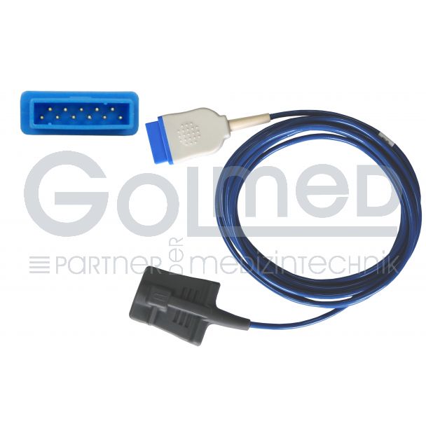 SpO2-Silikon-Fingersensor für Erw., zu GE Datex blau/flach 11pin, 300 cm