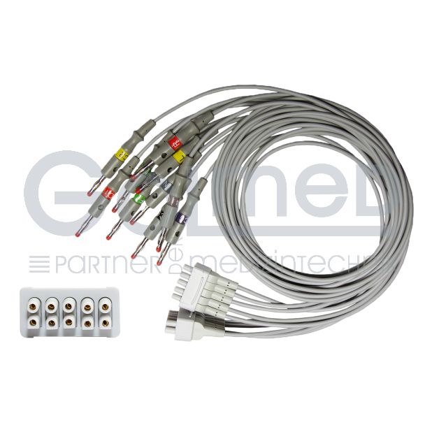 10-adr. EKG-Einzelleitungen mit-Bananenstecker, zu GE Multi-Link