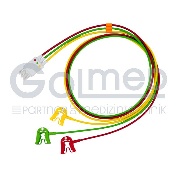 3-adr. EKG-Patientenleitung mit Klammern, Orig. Philips HP, 100 cm Bild 2
