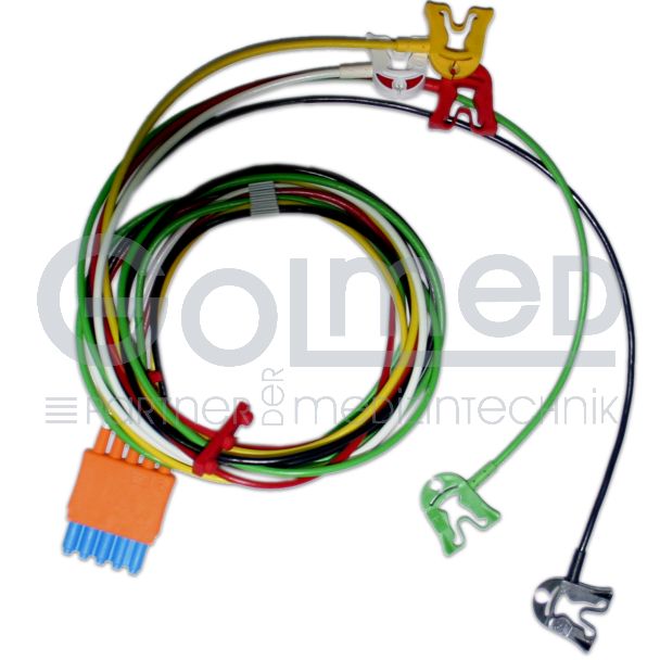 5-adr. OP-EKG-Patientenleitung mit Klammern, Orig. Philips HP Bild 2