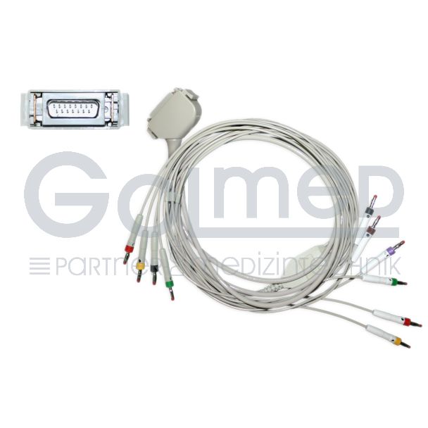 10-adr. EKG-Komplettkabel mit Bananenstecker, zu Siemens etc.