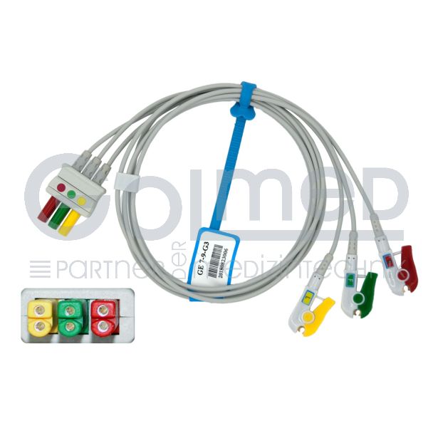 3-adr. EKG-Patientenleitung ECO, Klammern, zum VS-Stecksystem, 80 cm