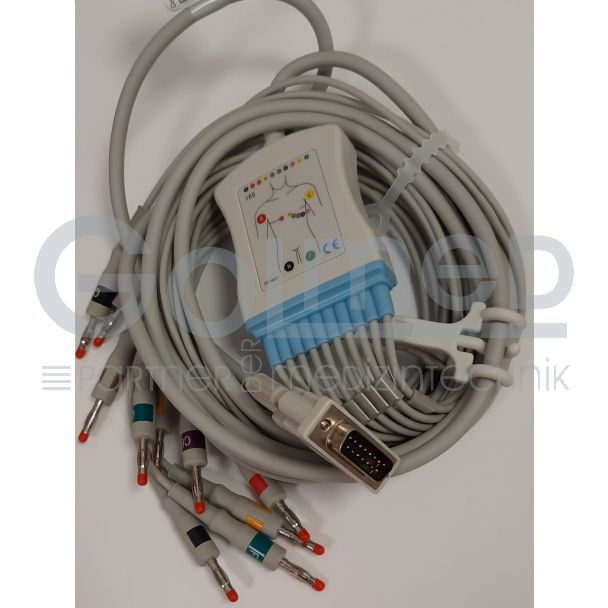 10-adr. EKG-Komplettkabel mit Bananenstecker ECONOMY, zu Schiller etc.