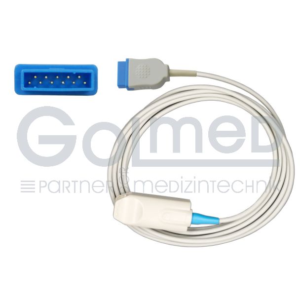 SpO2-Fingerclip-Sensor für Erw., zu GE Datex blau/flach 11pin, 300 cm